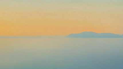 Fototapeta premium A serene morning atmosphere presents soft misty blues softly unveiling hills in the distance