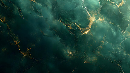 Obraz premium Emerald Green Marble Texture with Golden Veins Abstract Background