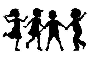 Children playing | vector silhouette illustration on white background