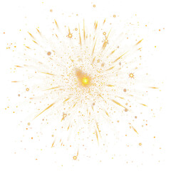 Obraz premium Fireworks on a transparent background. Overlay of exploding festive fireworks, design element on the theme of holidays and Christmas.