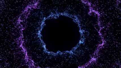 4k Purple Particles Explosion. Motion Background. Blue glitter particle. Isolated on black. Animated Overlay. Holiday theme. Christmas 2025