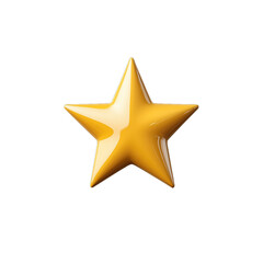 Obraz premium Glossy yellow fivepointed star icon on transparent background