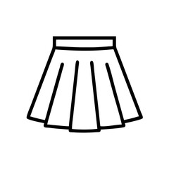 Pleated skirt icon in black outline vector illustration