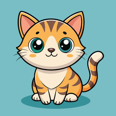 Cute Cat Vector Illustration - T-Shirt, Mascot, and Poster Design - Print