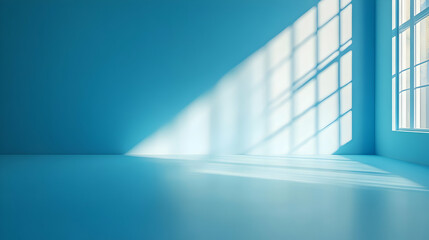 Blue Room with Window Sunlight 3D Illustration