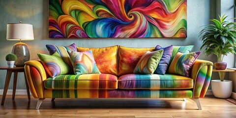 Contemporary Abstract Sofa Design with Unique Shapes and Textures in a Stylish Living Room Setting