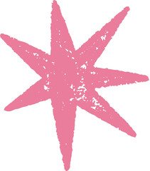 Star shape. Abstract pencil and crayon kids drawing. Spiky geometric element. Hand drawn rough edge sparkle
