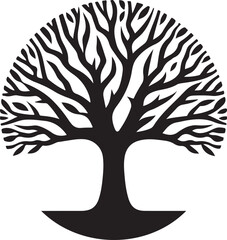 Fall tree black silhouette art illustration