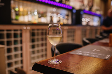 glass of wine in restaurant