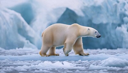 Magnificent polar bear strolling across a frozen landscape embodying the beauty of wildlife in its natural habitat