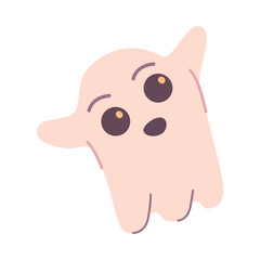 A timid ghost. The spirit of Halloween. A haunted Halloween party.Vector illustration.Isolated on white background.