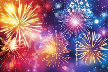 Fototapeta premium Sparkler glowing brightly in the dark with colorful bokeh background during a nighttime celebration or festive occasion