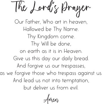 Our Father Prayer, The Lord's Prayer printable wall art on white background, Bible Verse Printable Art, Scripture poster, Bible Quote, Christian Decor