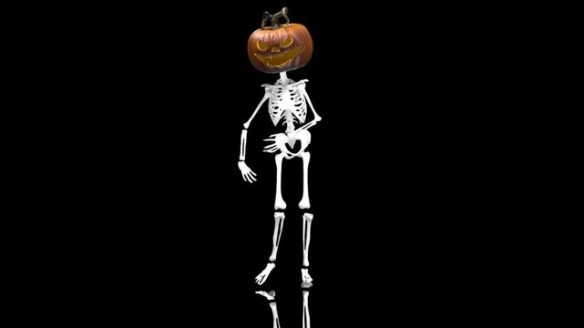 3d character Jack pumpkin head dancing Halloween 4k
