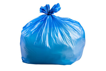 Fototapeta premium Blue garbage bag close-up on transparent background