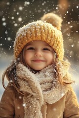 Cute child boy dressed in winter clothes on blurred park background