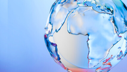 glass Earth globe, rotating crystal ball, abstract low poly Map of the planet earth, Big data technology,  international business, network connection, 3d render	
