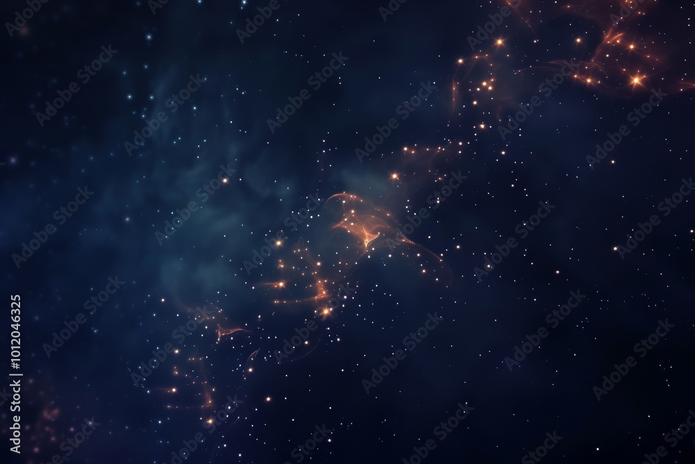 Fototapete a captivating display of interconnected stars and cosmic elements illuminating a dark expanse in a m