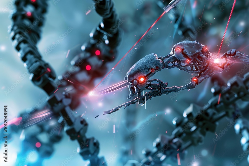 Poster a detailed visualization of dna strands illuminated with glowing atoms, showcasing molecular interac