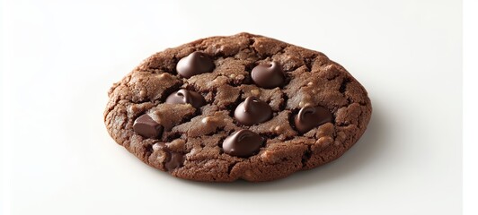 Obraz premium A freshly baked double chocolate chip cookie with gooey chocolate centers and a soft, chewy texture