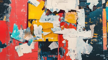 Fototapeta premium Collage of Torn Street Posters Creating an Abstract Background. AI generated illustration