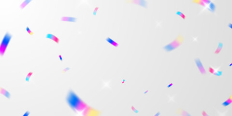 Multicolored light effect and zigzag ribbons falling from above on streamer, tinsel vector