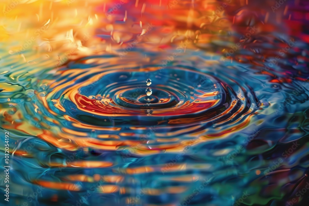 Aufkleber a vibrant display of swirling colors reflecting on water during a sunny day at a serene lakeside loc