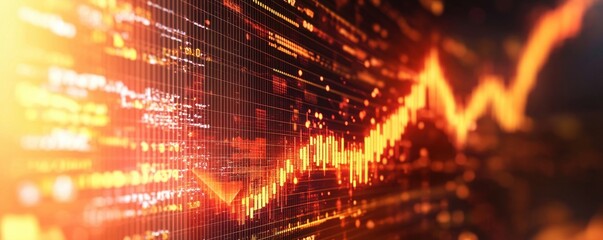 Financial growth concept with a graph showing an upward arrow in a digital stock market interface