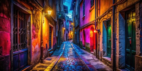 Naklejka premium Dark Shadows and Mysterious Alleyways: A Thrilling Atmosphere of Suspense and Intrigue Awaits