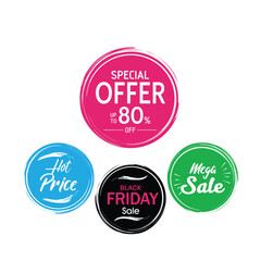 Special offer , hot price, black Friday , mega sale round label tag designs vector
