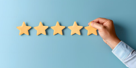 Hand Giving Five Stars for Good Customer Experience | Positive Feedback and High-Quality Service Rating