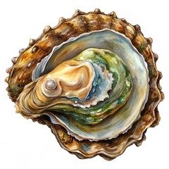 wild Eastern oyster - Crassostrea virginica - occurs in coastal waters of the Atlantic Ocean and Gulf of Mexico in estuaries, brackish water. isolated on a white background top view