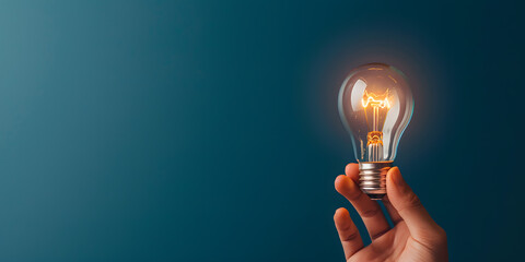 Hand Holding a Glowing Light Bulb for Innovative Idea | Symbol of Creativity, Inspiration, and Bright New Concepts