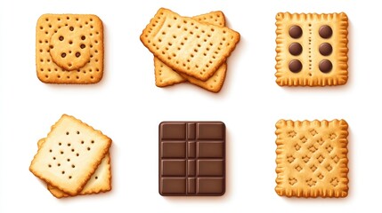 Set of Crispy Cracker Cookies. AI generated illustration
