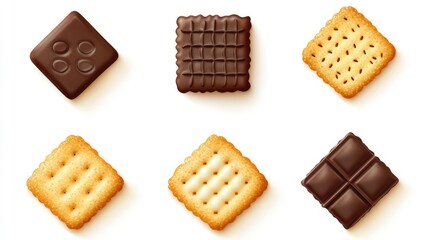 Fototapeta premium Set of Crispy Cracker Cookies. AI generated illustration