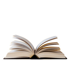 Open book with flipping pages, isolated on transparent background