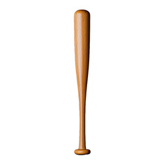Wooden baseball bat standing upright on transparent background