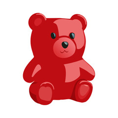 Naklejka premium Red gummy bear isolated on white