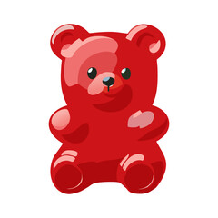 Red gummy bear isolated on white