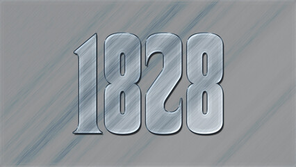 3D Glass effect number design of 1828, glassy background.