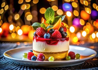 Deliciously Decorated Dessert with Toppings on a White Plate Perfect for Special Occasions and Events