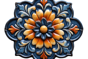 Blue and Orange Flower Design