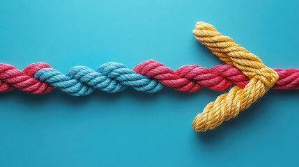 Fototapeta premium Diverse Ropes Forming an Arrow Symbolizing Success. AI generated illustration