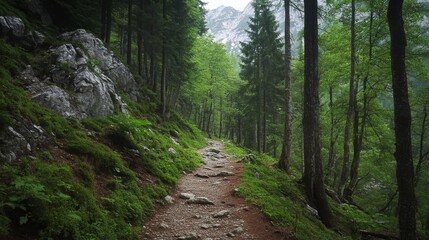 Fototapeta premium Hike in the stunning Alps.