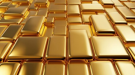 Premium Gold Mosaic Tile Pattern Background with Luxurious 3D Glossy Bullion Design