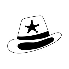 Cowboy hat in line art style in the aesthetics of the wild west. Vector illustration.