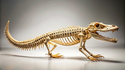 Obraz premium Detailed Alligator Skeleton Displayed on a Light Background for Educational and Scientific Purposes