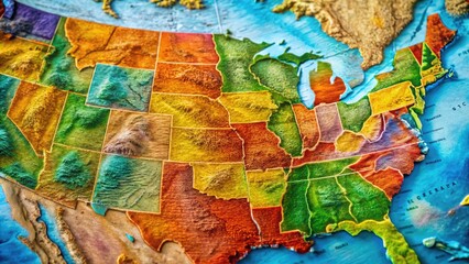 Fototapeta premium Detailed America Map Featuring All States, Ideal for Educational and Informational Purposes