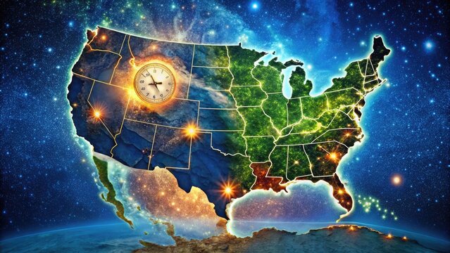 Detailed America Time Zone Map Illustrating Geographic Boundaries and Regional Time Differences
