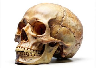 Obraz premium Detailed Anatomical Illustration of Human Cranium Bones Isolated on a White Background for Education